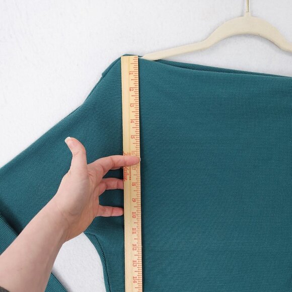 We The Free People Sweater Womens XS Teal Green Fuji Off Shoulder Thermal Top - Picture 6 of 13